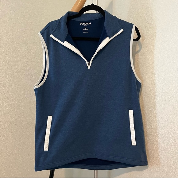 Bonobos Other - Bonobos Mens Slim Fit Golf 1/4 Zip Vest Pullover Fleece Blue Size M